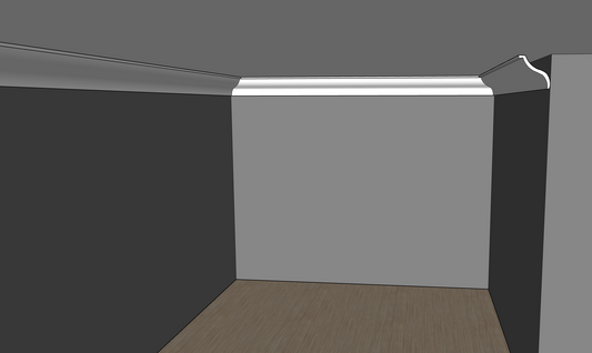 Fiscal cornice-modern cornice in a room showing corners face and side profile