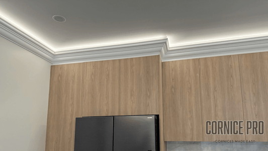 The Ibis R LED - modern LED retrofit cornice - Cornice Pro143 x 108 x 2000 retrofits over cove 90-4 step