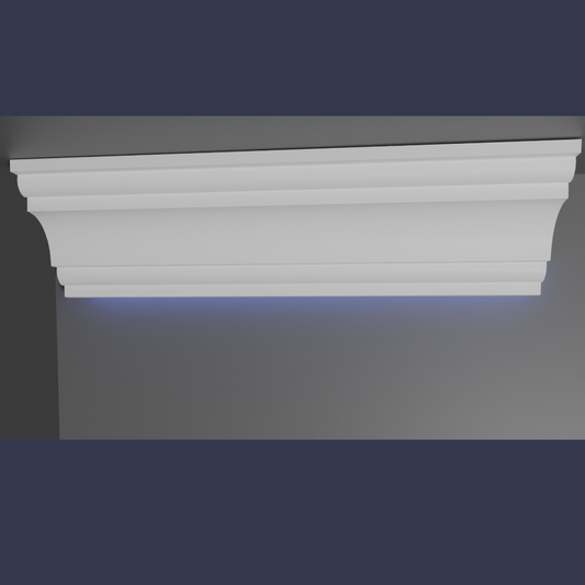 Raven strip light - Modern LED cornice against wall full front of cornice on a wall