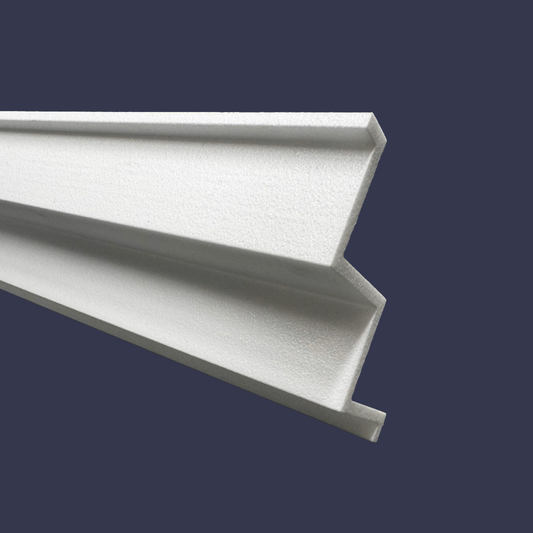 Modern Step Cornice- side profile on blue background