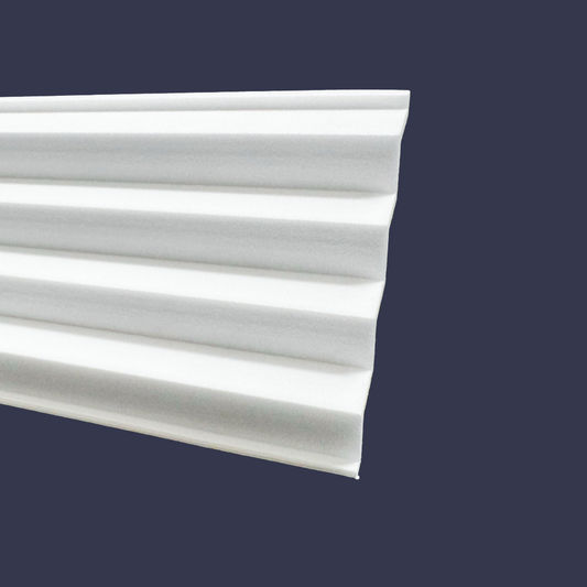 4 Step Cornice-lightweight cornice front view angled up on blue background