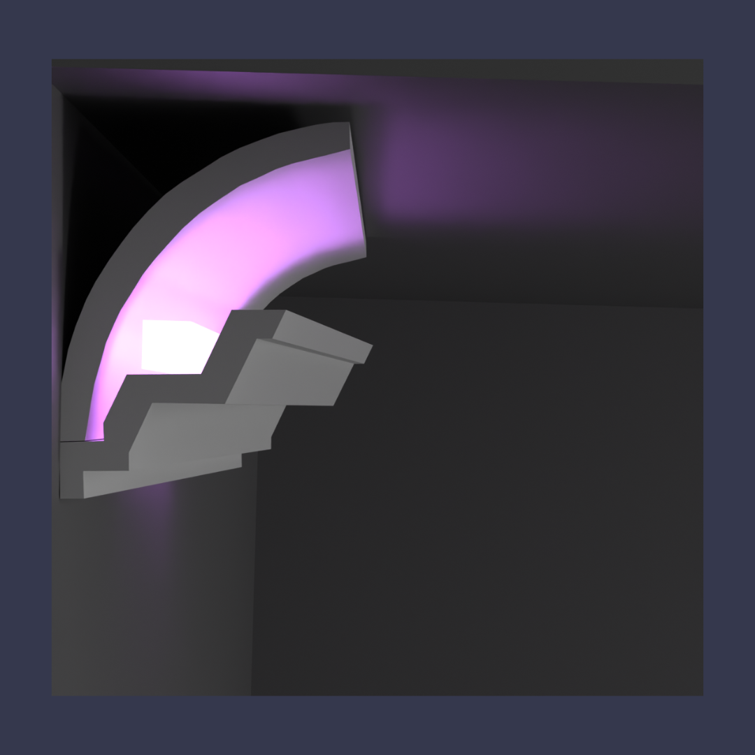 Modern LED cornice-LED Cornice-Retrofit Over Existing Cove Cornice side profile with light