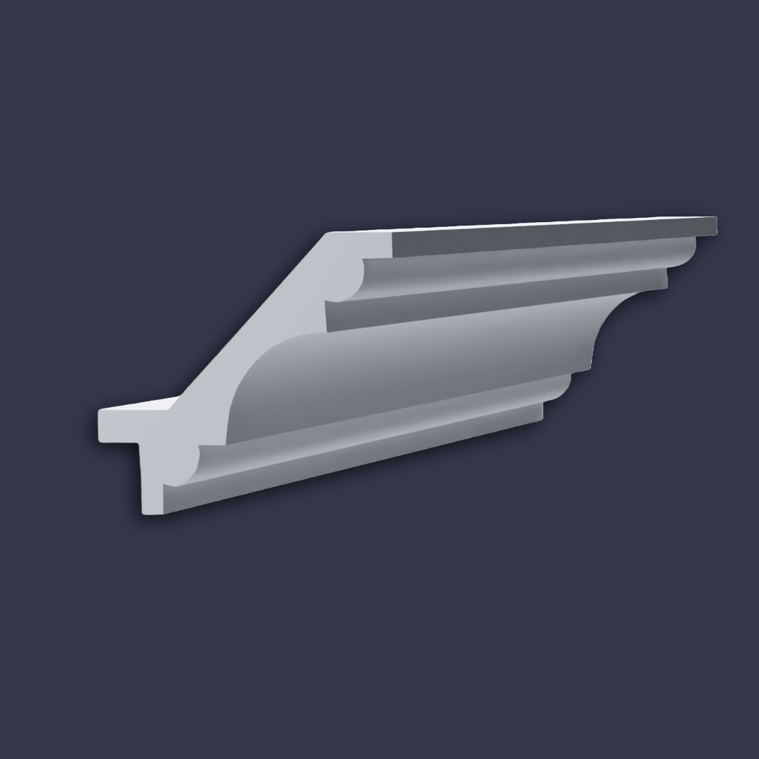 Raven strip light - Modern LED cornice image of cornice on a blue background showing side profile with LED channel 