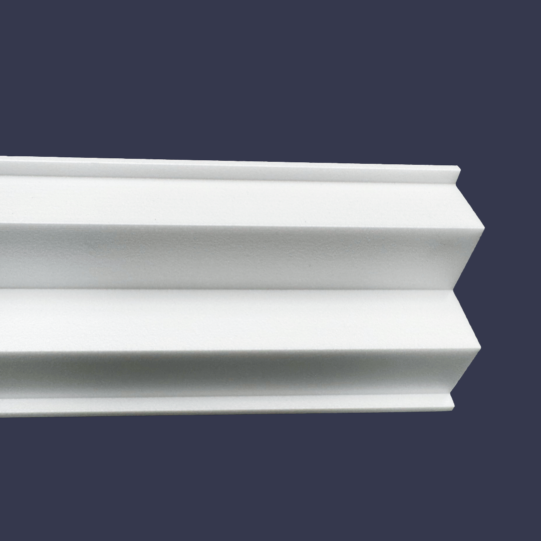 Modern Step Cornice- Front view on blue background