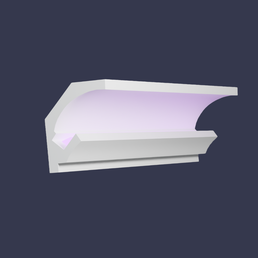 Modern LED cornice-Stepped Architectural Lighting Profile against blue background