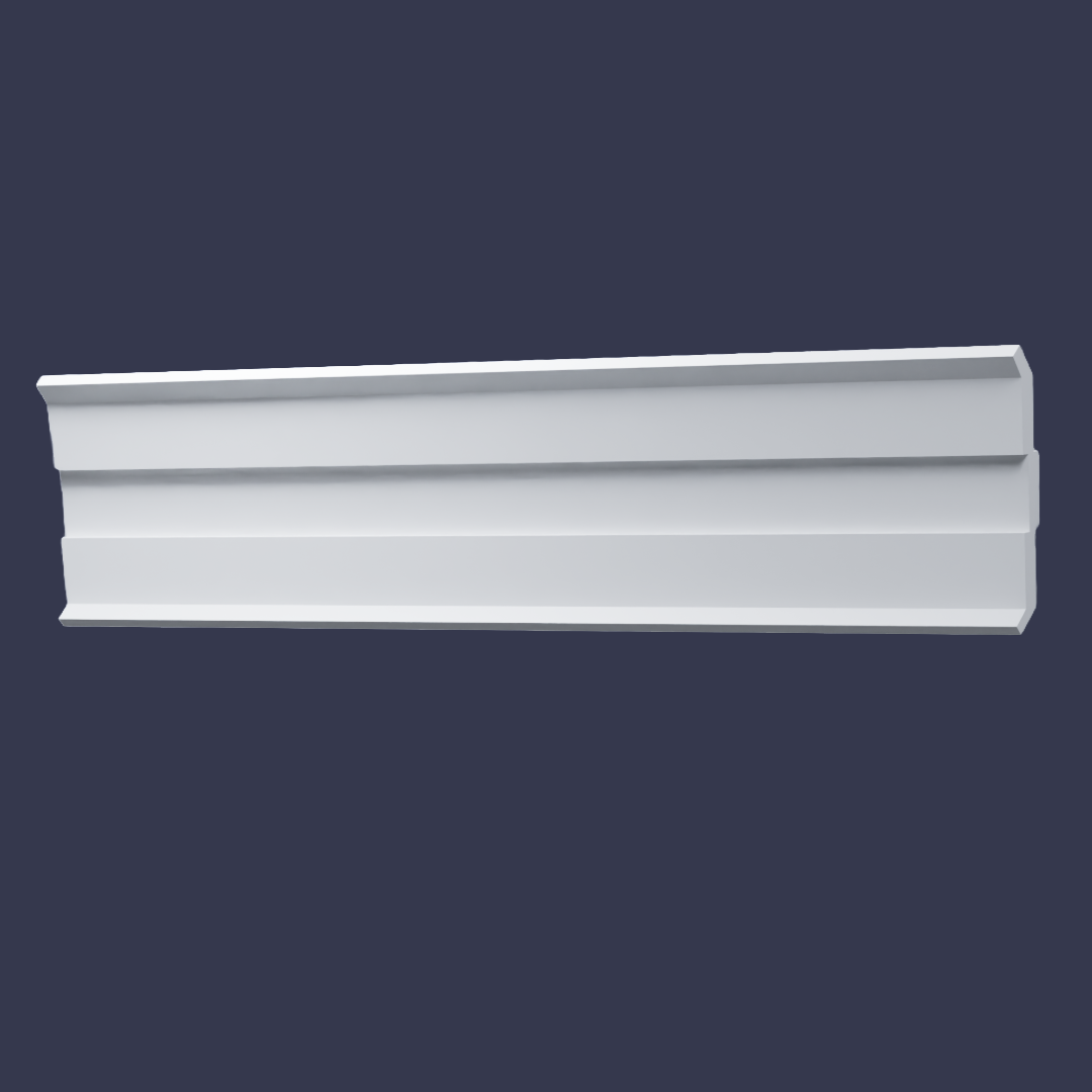 Modern cornice-Angular Stepped Ceiling Trim front view tilted up square set cornice