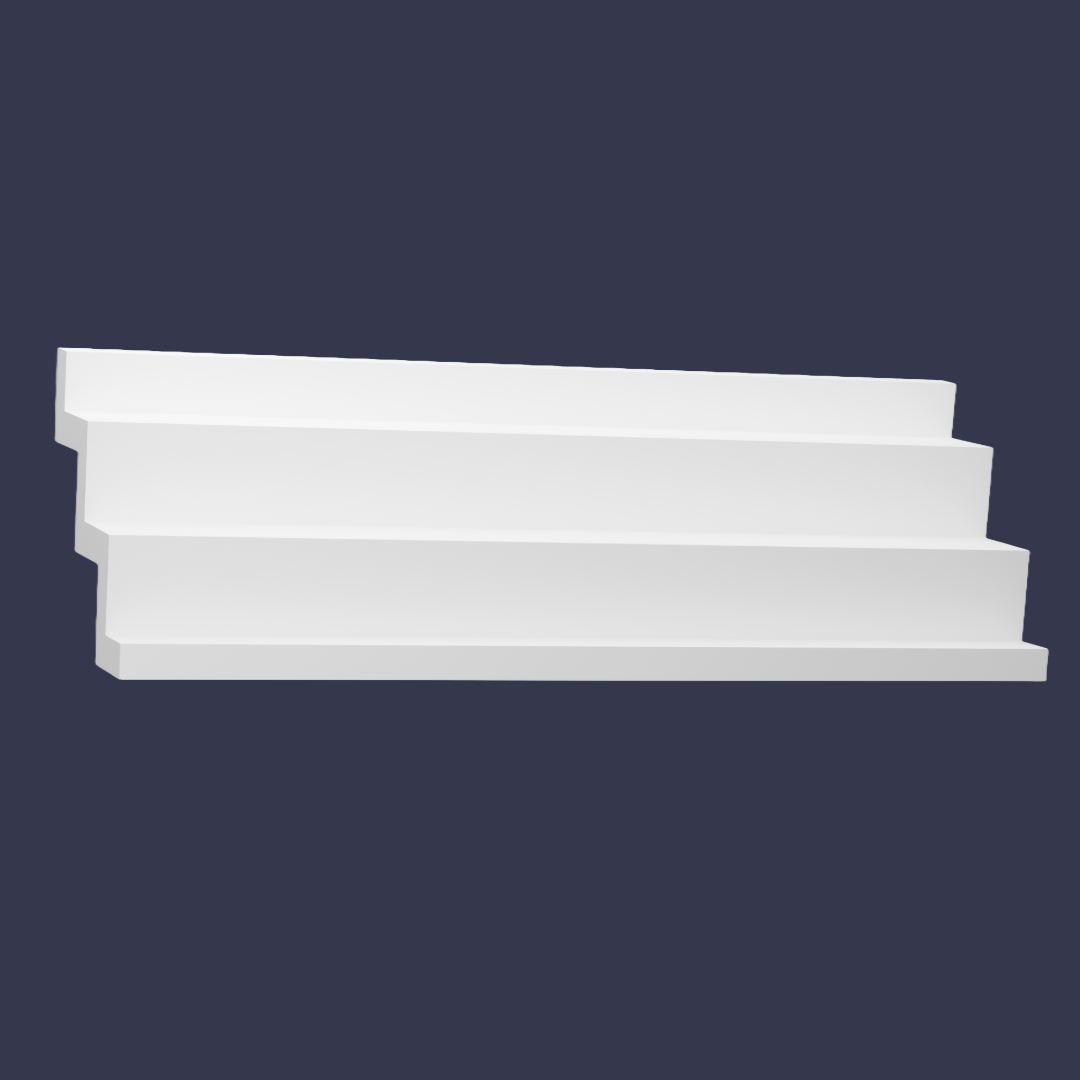 Modern step cornice-Stepped Geometric Ceiling Trim front and side square set cornice