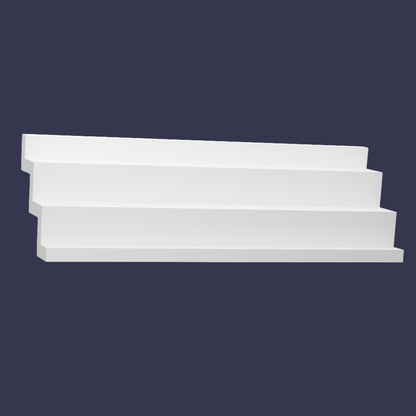 Modern step cornice-Stepped Geometric Ceiling Trim front and side square set cornice
