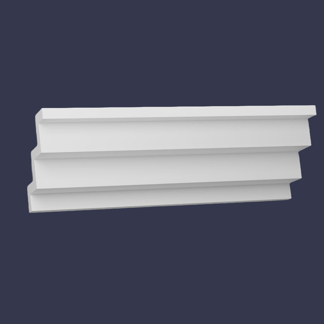 Modern step cornice-Stepped Geometric Ceiling Trim front with side profile square set cornice