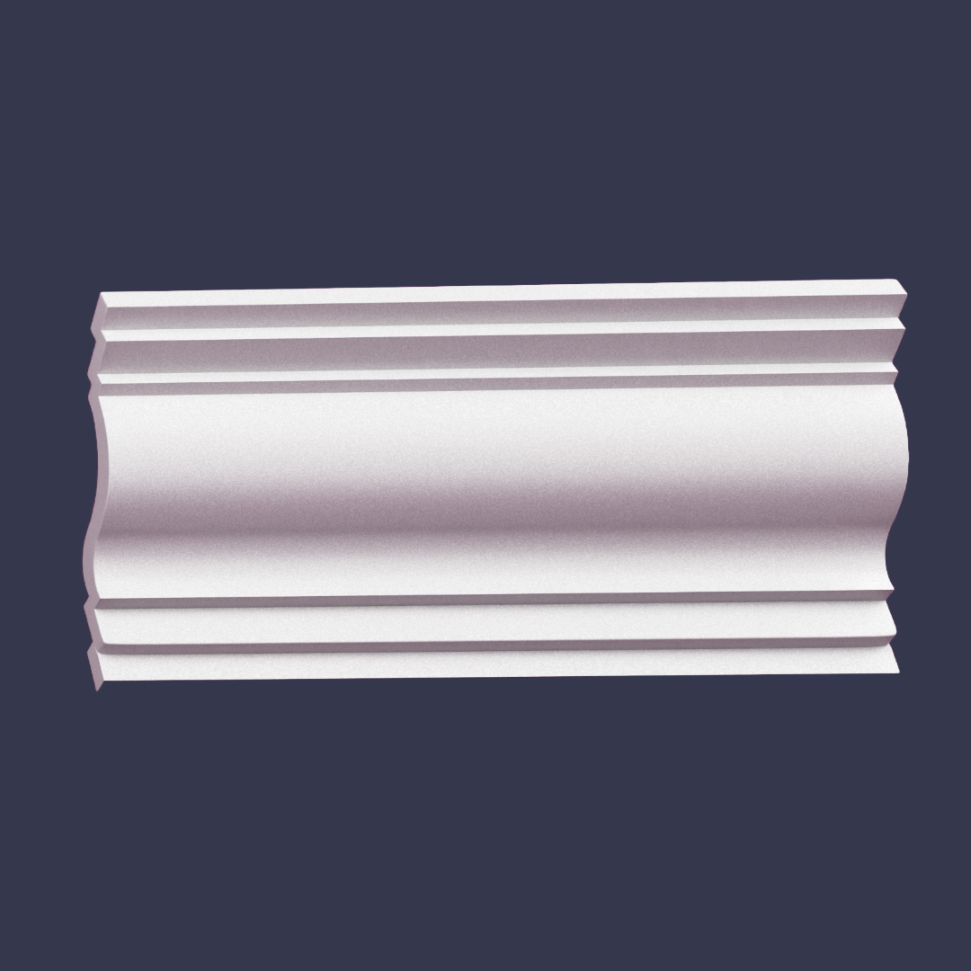 Modern cornice-Layered Curved Architectural Profile front on blue background