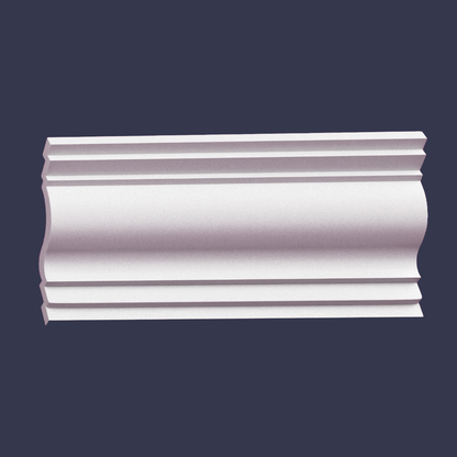Modern cornice-Layered Curved Architectural Profile front on blue background
